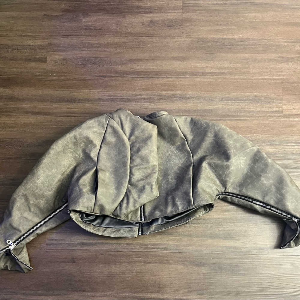 *RARE* Lil Uzi Vert Rolling Loud 2023 Olive Crop Top Leather Jacket Large